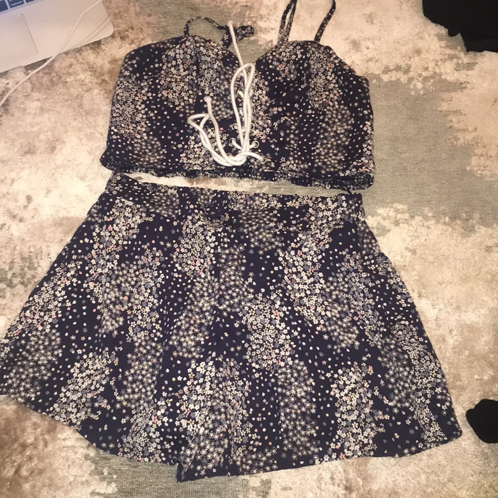 Floral two piece skirt and top